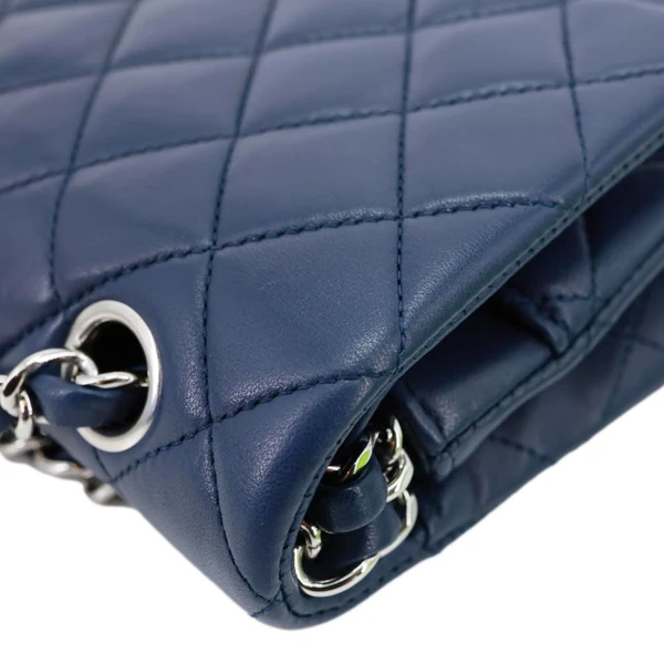 CHANEL Jumbo Classic Double Flap Quilted Lambskin Leather Shoulder Bag Navy Blue