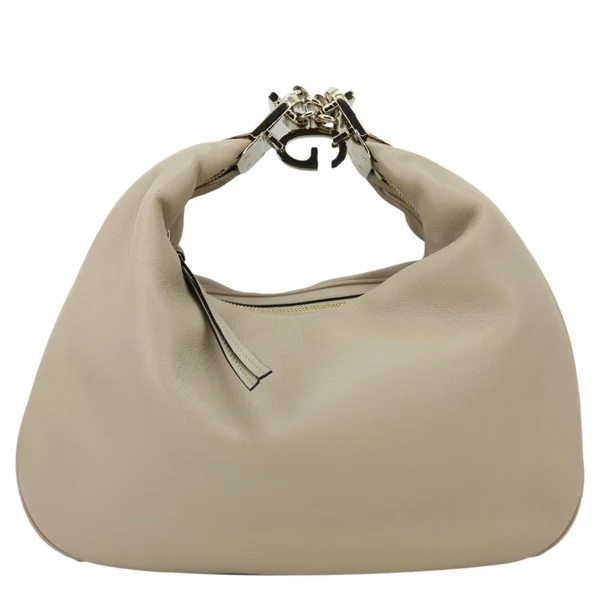 GUCCI Aria Web Attache Large Leather Shoulder Bag Beige 702823