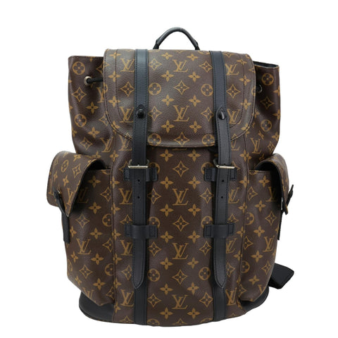 LOUIS VUITTON Christopher PM Monogram Macassar Canvas Backpack Bag Brown