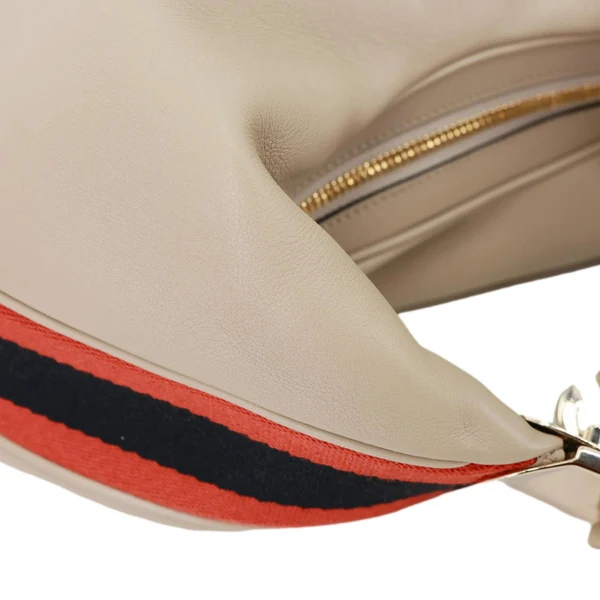 GUCCI Aria Web Attache Large Leather Shoulder Bag Beige 702823