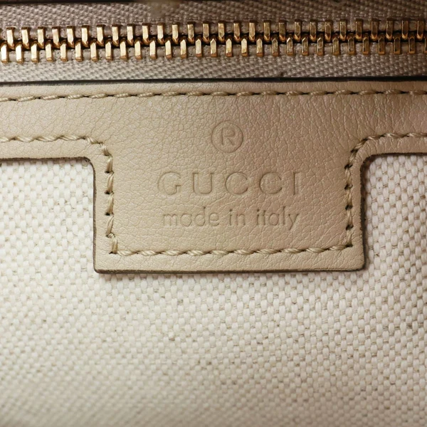 GUCCI Aria Web Attache Large Leather Shoulder Bag Beige 702823