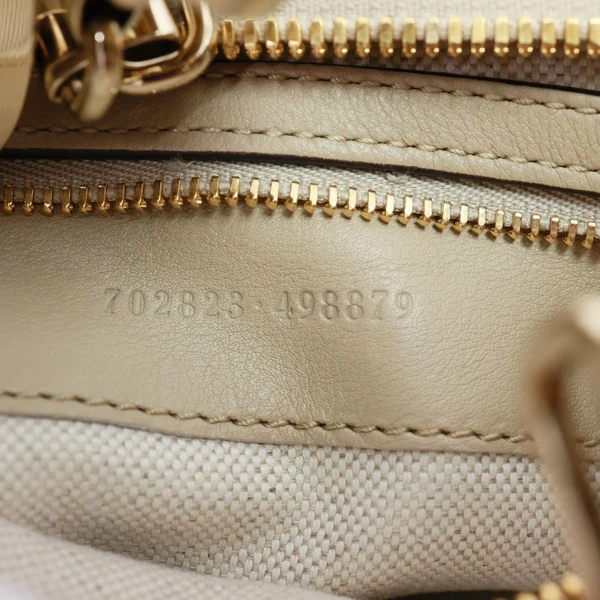 GUCCI Aria Web Attache Large Leather Shoulder Bag Beige 702823