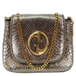 GUCCI 1973 Small Metallic Python Leather Chain Crossbody Bag Bronze 251821
