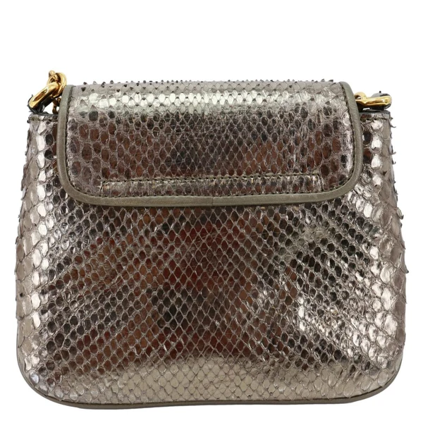 GUCCI 1973 Small Metallic Python Leather Chain Crossbody Bag Bronze 251821