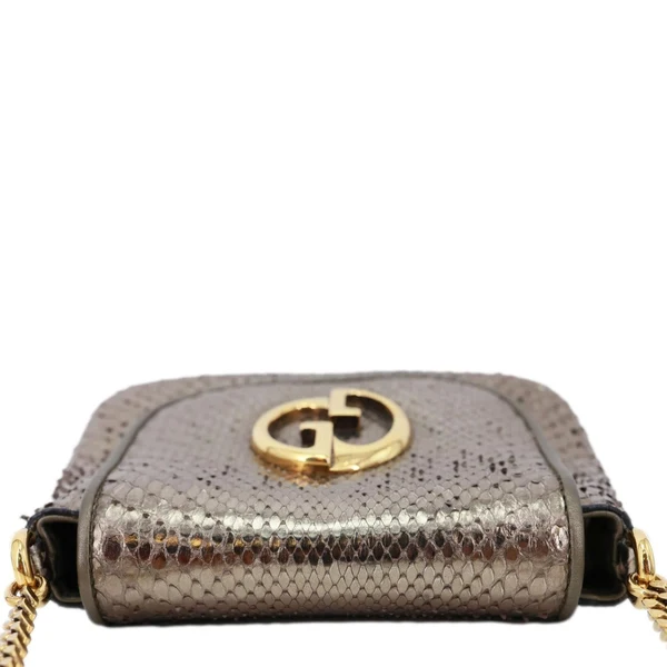 GUCCI 1973 Small Metallic Python Leather Chain Crossbody Bag Bronze 251821