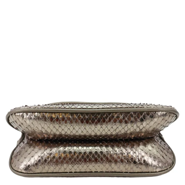 GUCCI 1973 Small Metallic Python Leather Chain Crossbody Bag Bronze 251821