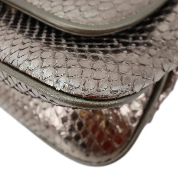 GUCCI 1973 Small Metallic Python Leather Chain Crossbody Bag Bronze 251821