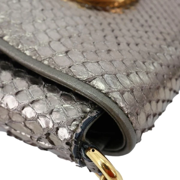 GUCCI 1973 Small Metallic Python Leather Chain Crossbody Bag Bronze 251821
