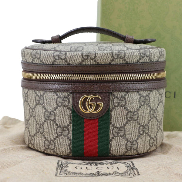 Gucci Ophidia Web GG Supreme Canvas Vanity Case Beige 627463