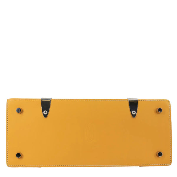 GOYARD Saigon PM Chevron Print Coated Canvas Top Handle Shoulder Bag Yellow