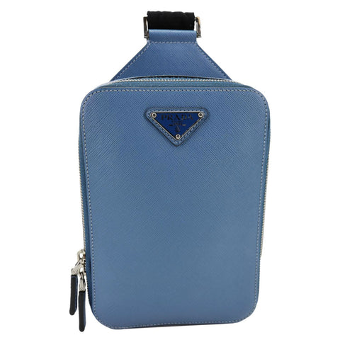 PRADA Brique Saffiano Leather Sling Crossbody Bag Blue