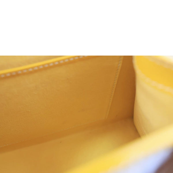 GOYARD Saigon PM Chevron Print Coated Canvas Top Handle Shoulder Bag Yellow