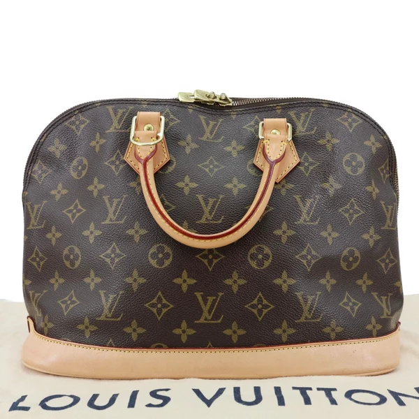 LOUIS VUITTON Alma PM Monogram Canvas Satchel Bag Brown