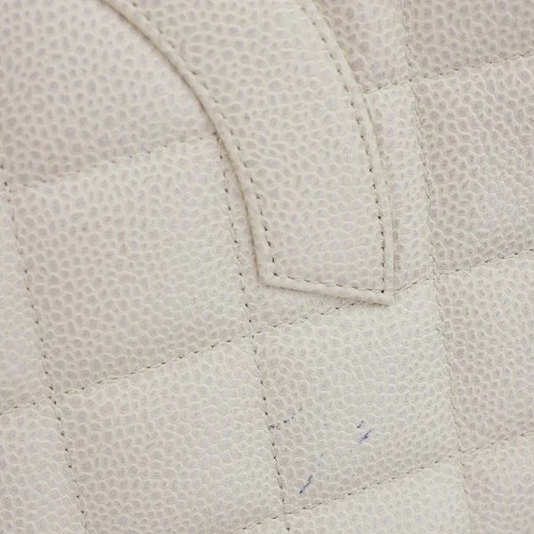 CHANEL Medallion Quilted Caviar Leather Tote Bag White