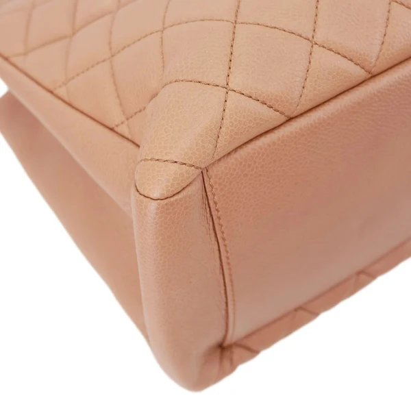 CHANEL Grand Shopping Quilted Caviar Leather Tote Bag Nude