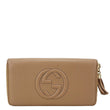 GUCCI Soho Zip Around Pebbled Calfskin Leather Wallet Nude 598187