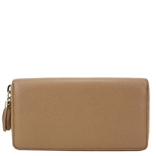 GUCCI Soho Zip Around Pebbled Calfskin Leather Wallet Nude 598187