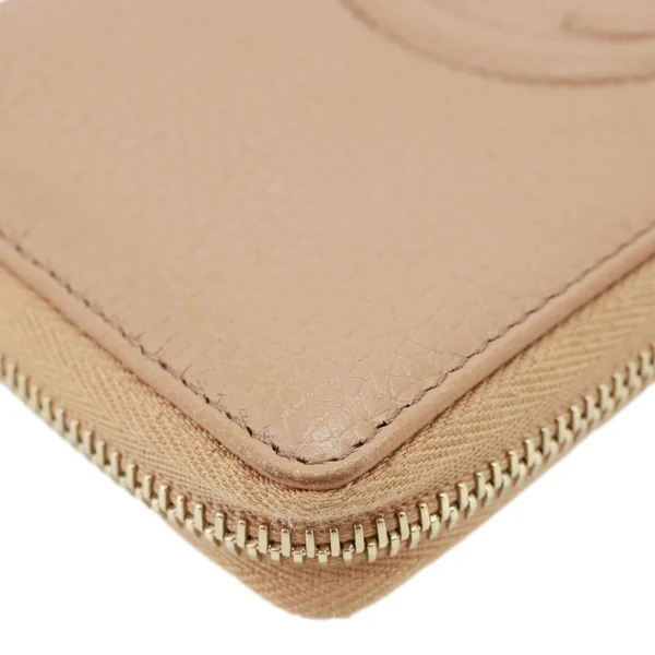 GUCCI Soho Zip Around Pebbled Calfskin Leather Wallet Nude 598187