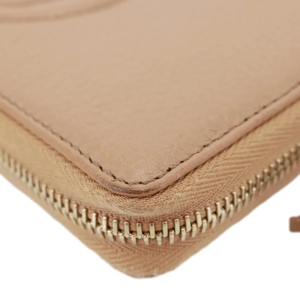 GUCCI Soho Zip Around Pebbled Calfskin Leather Wallet Nude 598187