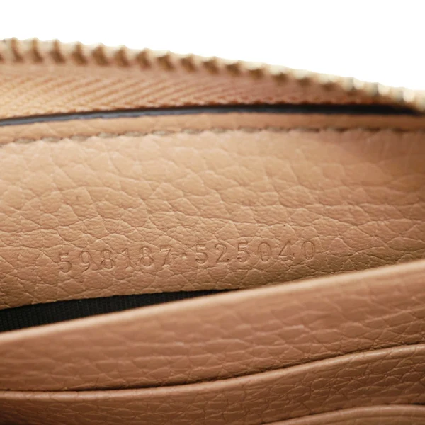 GUCCI Soho Zip Around Pebbled Calfskin Leather Wallet Nude 598187