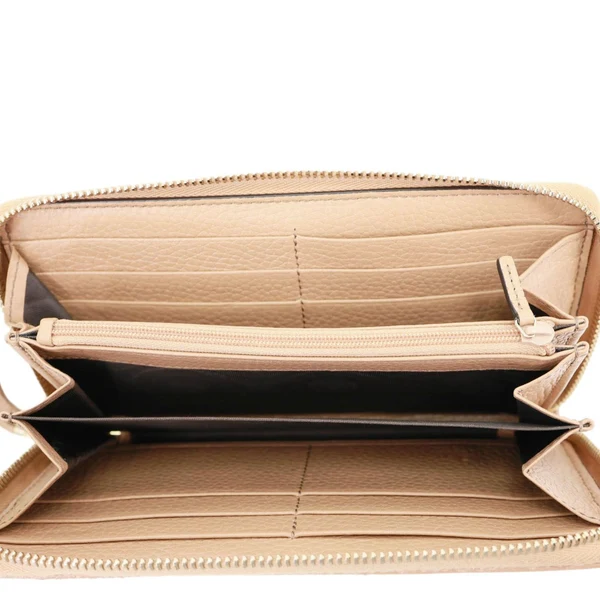 GUCCI Soho Zip Around Pebbled Calfskin Leather Wallet Nude 598187