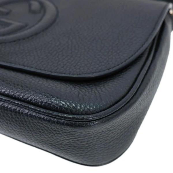 GUCCI Soho Flap Leather Chain Crossbody Bag Black 536224
