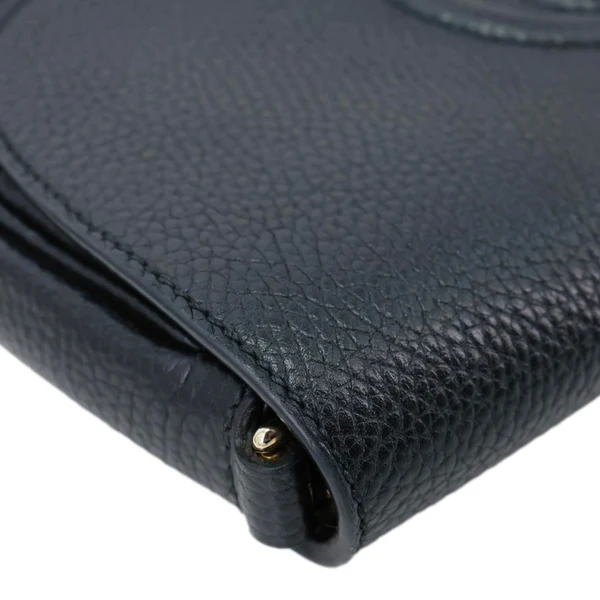 GUCCI Soho Flap Leather Chain Crossbody Bag Black 536224