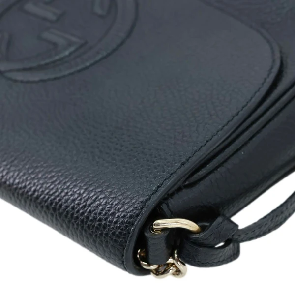GUCCI Soho Flap Leather Chain Crossbody Bag Black 536224