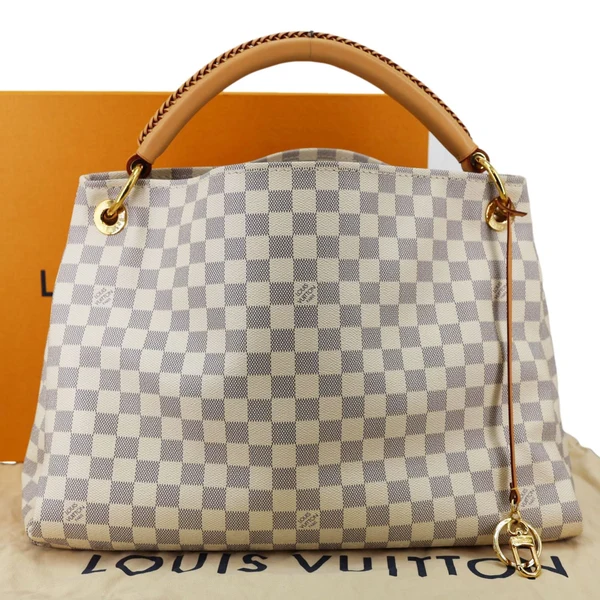 LOUIS VUITTON Artsy MM Damier Azur Hobo Bag White
