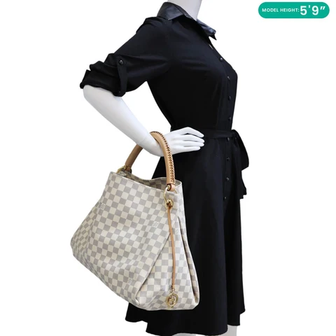 LOUIS VUITTON Artsy MM Damier Azur Hobo Bag White