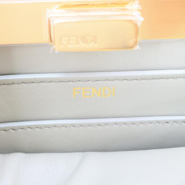 FENDI Peekaboo I SEE U Small Leather Satchel Shoulder Bag Light Green