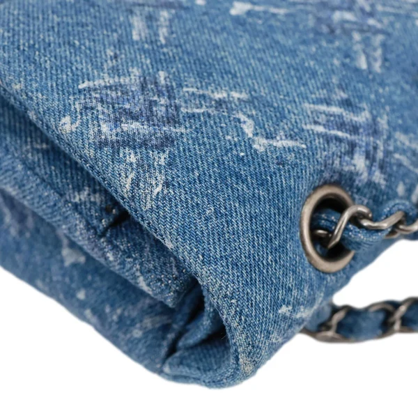CHANEL Double Flap Medium Denim Bleached Chain Shoulder Bag Blue