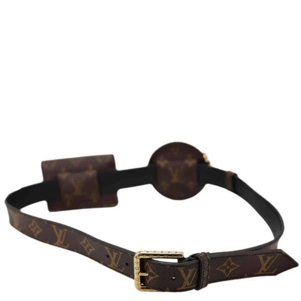 LOUIS VUITTON Daily Multi Pocket Monogram Canvas Belt Size 90/36 Brown