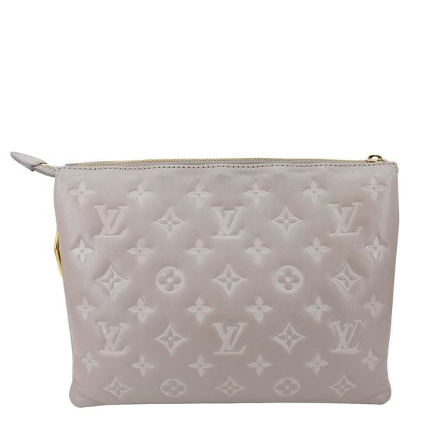 LOUIS VUITTON Coussin PM Monogram Embossed Lambskin Leather Shoulder Bag Gris