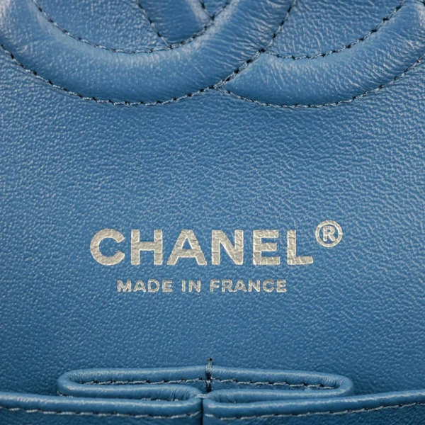 CHANEL Double Flap Medium Denim Bleached Chain Shoulder Bag Blue