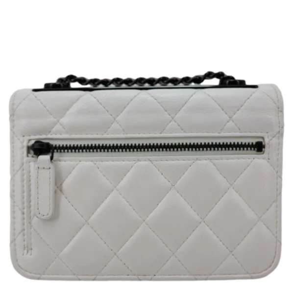 CHANEL Trendy CC Quilted Leather Wallet On Chain Crossbody Bag White
