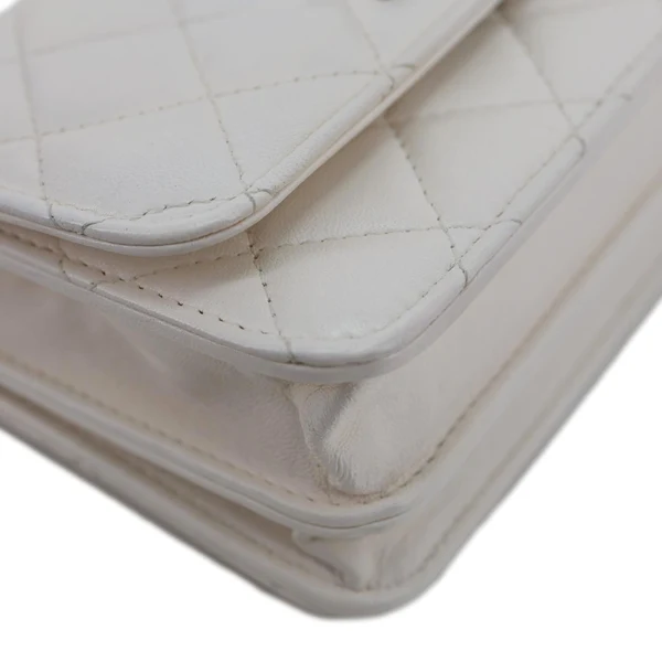 CHANEL Trendy CC Quilted Leather Wallet On Chain Crossbody Bag White