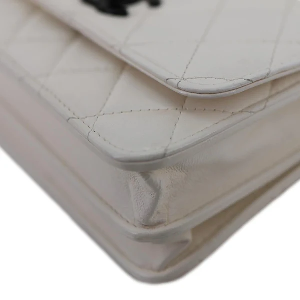 CHANEL Trendy CC Quilted Leather Wallet On Chain Crossbody Bag White