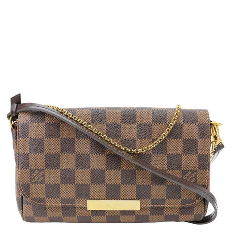 LOUIS VUITTON Favorite PM Damier Ebene  Chain Crossbody Bag Brown