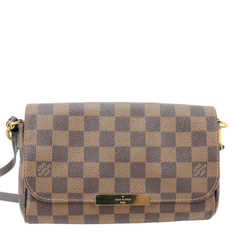 LOUIS VUITTON Favorite PM Damier Ebene  Chain Crossbody Bag Brown