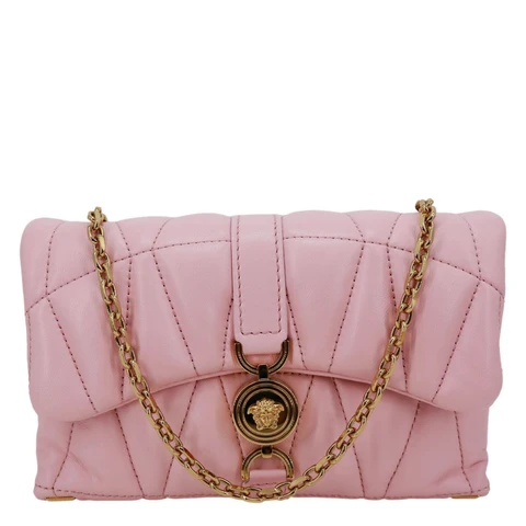 VERSACE Kleio Quilted Lambskin Leather Shoulder Bag Pink