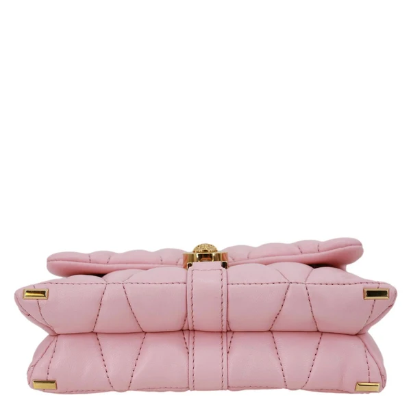 VERSACE Kleio Quilted Lambskin Leather Shoulder Bag Pink