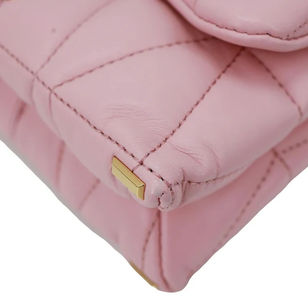 VERSACE Kleio Quilted Lambskin Leather Shoulder Bag Pink