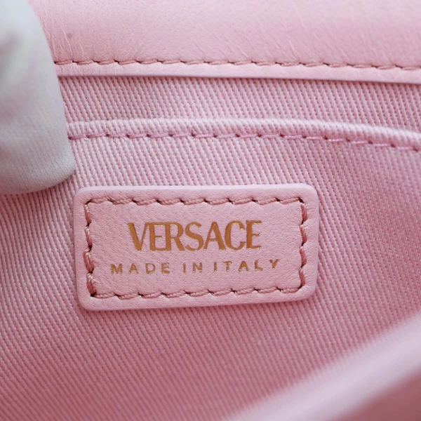 VERSACE Kleio Quilted Lambskin Leather Shoulder Bag Pink