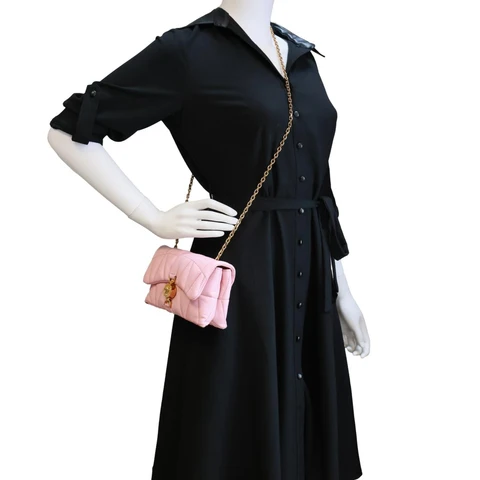 VERSACE Kleio Quilted Lambskin Leather Shoulder Bag Pink