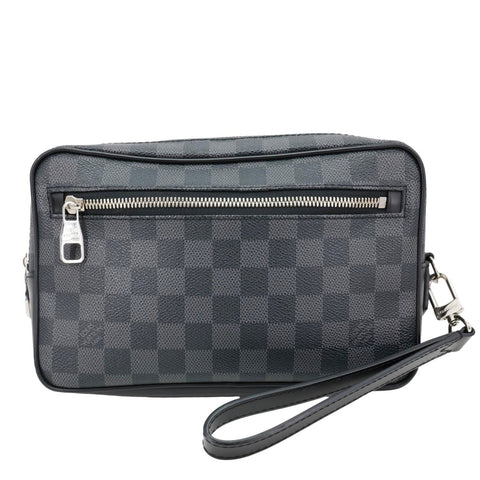 LOUIS VUITTON Kasai Pochette Damier Graphite Canvas Clutch Black