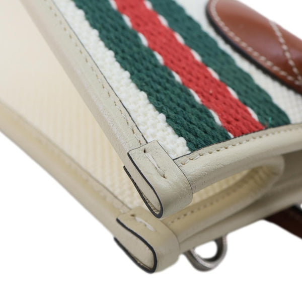 GUCCI Interlocking GG Canvas Web Satchel Bag White 701737