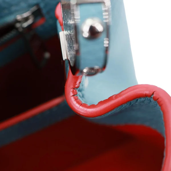 LOUIS VUITTON Capucines BB Taurillon Leather Crossbody Bag Blue
