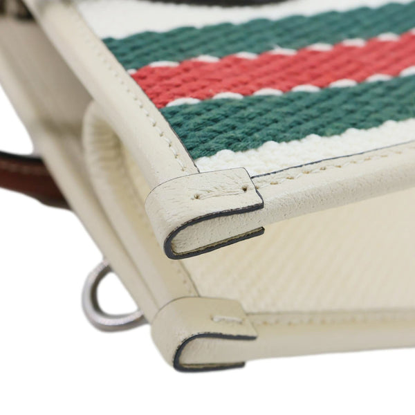 GUCCI Interlocking GG Canvas Web Satchel Bag White 701737