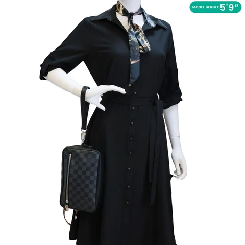 LOUIS VUITTON Kasai Pochette Damier Graphite Canvas Clutch Black